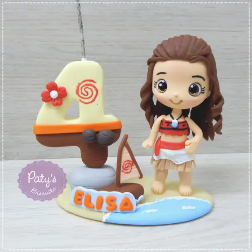 Topo com Vela Personalizado Moana