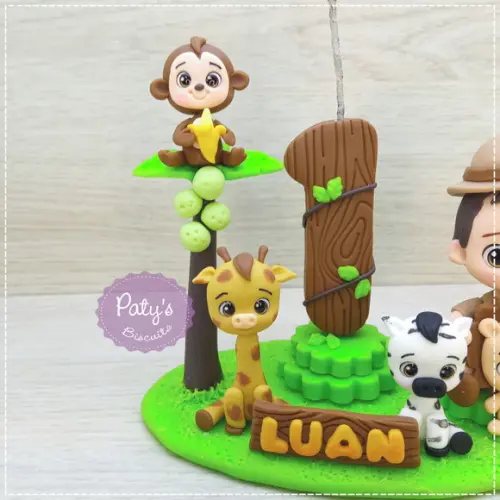 Topo com Vela Personalizado Safari Baby