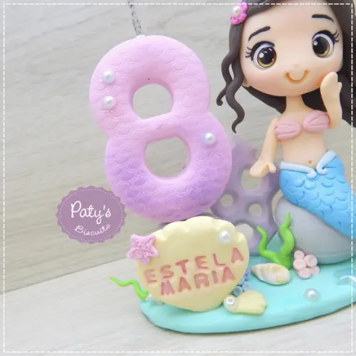 Topo com Vela Sereia Personalizada