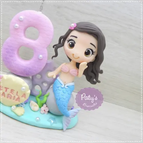 Topo com Vela Sereia Personalizada