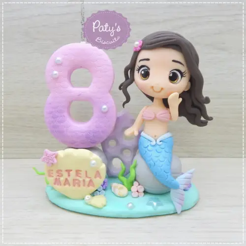Topo com Vela Sereia Personalizada