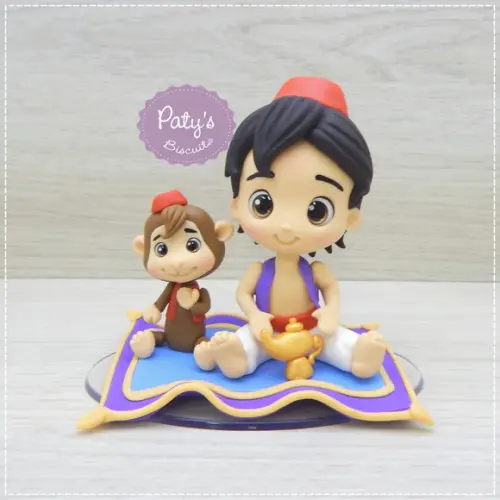 Topo de Bolo Aladdin e Abu no Tapete Voador