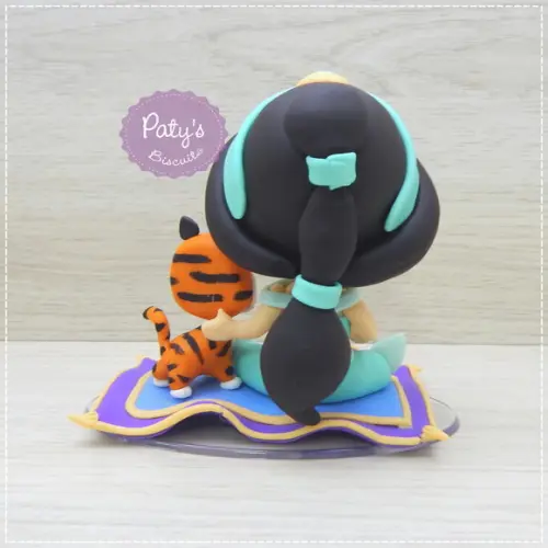Topo De Bolo Jasmine E Rajah no Tapete Voador