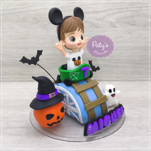 Topo de Bolo Montanha-russa de Halloween / Disney