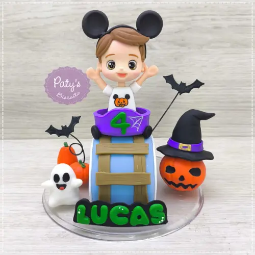 Topo de Bolo Montanha-russa de Halloween / Disney