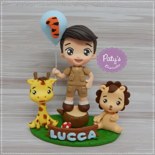 Topo de bolo personalizado Safari Baby