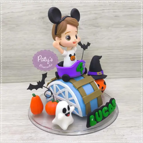 Topo de Bolo Montanha-russa de Halloween / Disney
