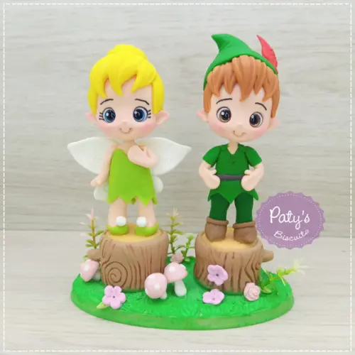 Topo de Bolo Peter Pan e Tinker Bell