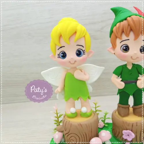 Topo de Bolo Peter Pan e Tinker Bell