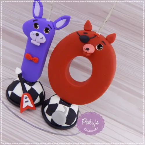 Vela Decorada Bonnie e Foxy FNAF / Five Nights At Freddy's)