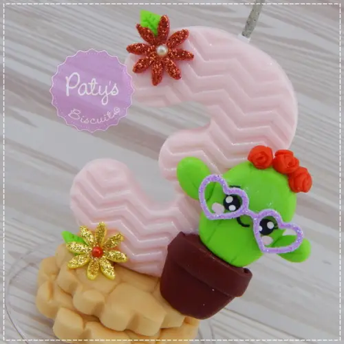 Vela Decorada Cacto Kawaii
