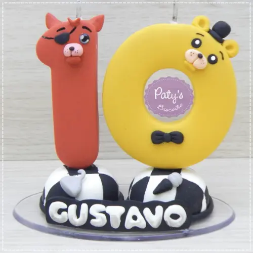 Vela Decorada Foxy e Golden Freddy - FNAF / Five Nights At Freddy