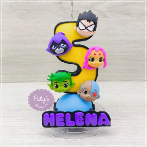 Vela Decorada Jovens Titãs em Ação (rostinhos)