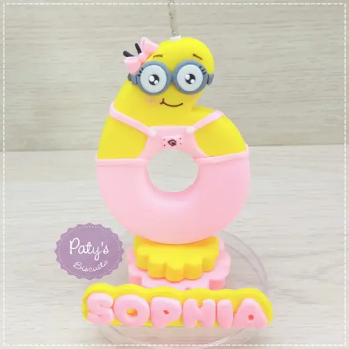 Vela Decorada Minions Menina (rosa)