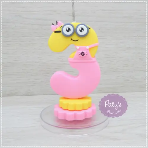 Vela Decorada Minions Menina (rosa)