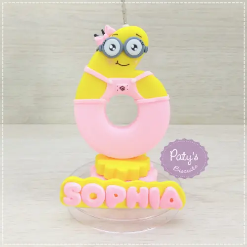 Vela Decorada Minions Menina (rosa)