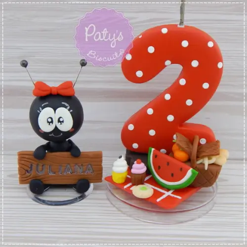 Vela Decorada Picnic + Formiguinha com Nome