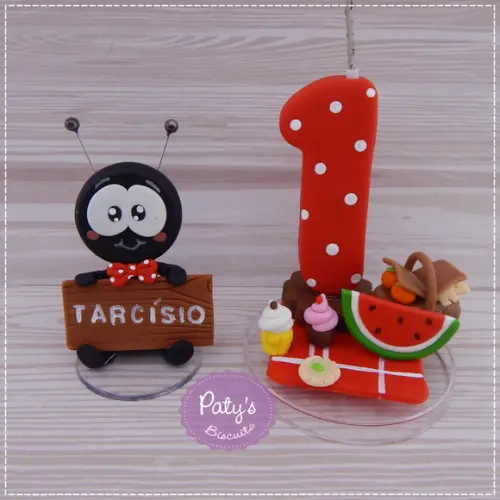 Vela Decorada Picnic + Formiguinha com Nome