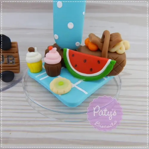 Vela Decorada Picnic Azul + Formiguinha com Nome