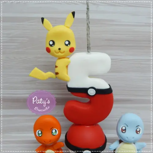 Vela Decorada Pikachu, Charmander e Squirtle - Pokémon