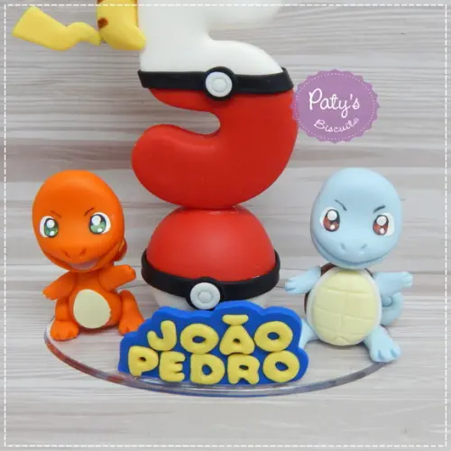 Vela Decorada Pikachu, Charmander e Squirtle - Pokémon