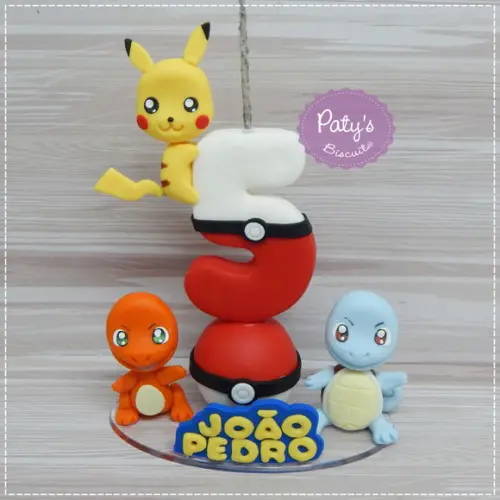 Vela Decorada Pikachu, Charmander e Squirtle - Pokémon