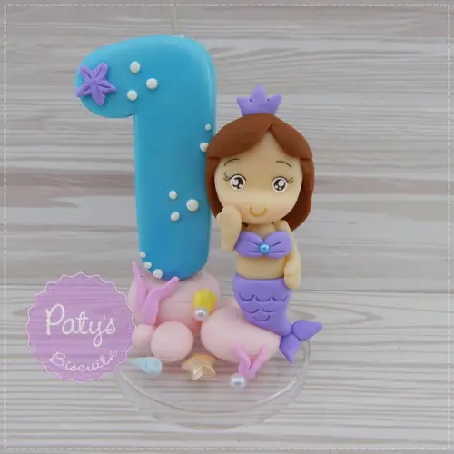 Vela Decorada Sereia Personalizada - Fundo do Mar