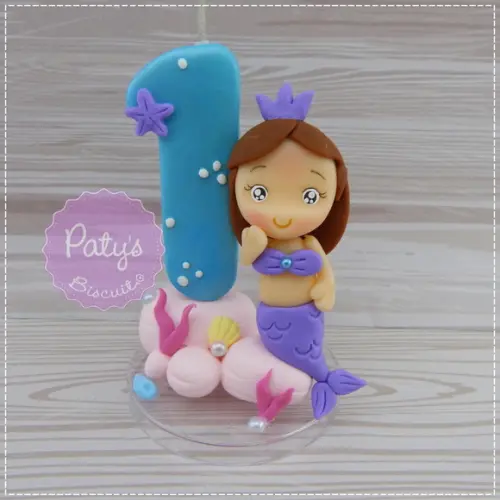 Vela Decorada Sereia Personalizada - Fundo do Mar