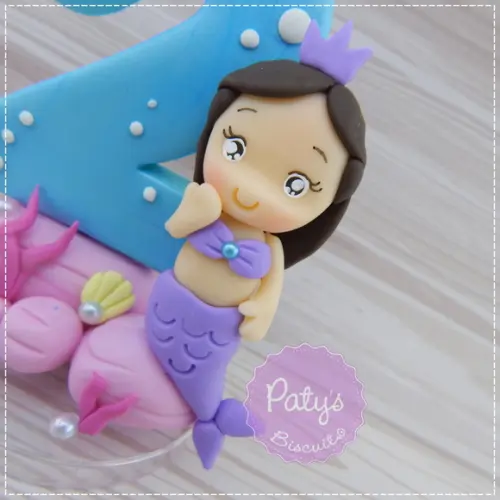 Vela Decorada Sereia Personalizada - Fundo do Mar