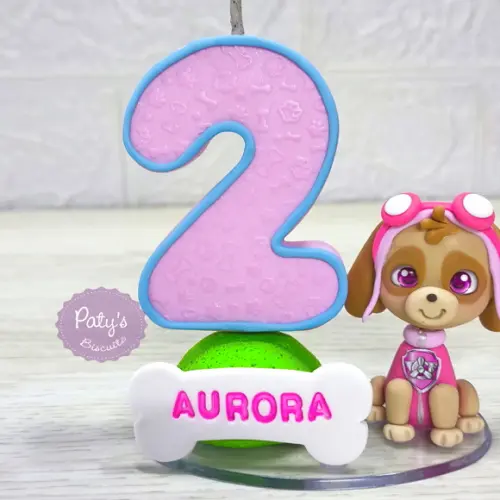 Vela Decorada Skye - Patrulha Canina (vela Rosa)