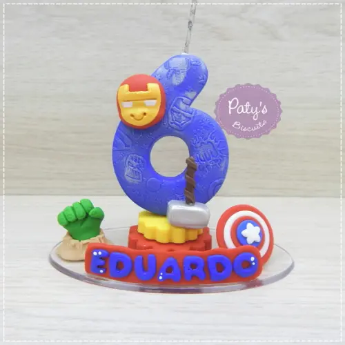 Vela Decorada Super Heróis / Vingadores (vela Azul)