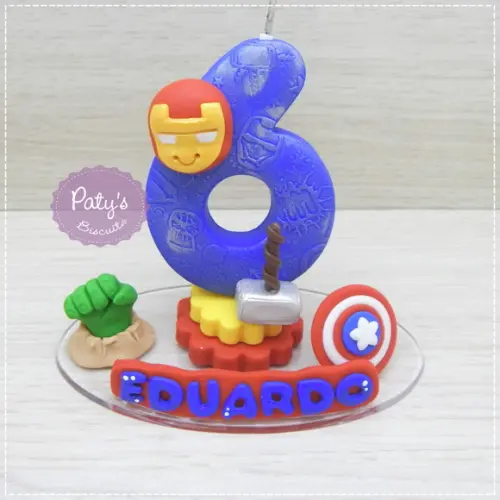 Vela Decorada Super Heróis / Vingadores (vela Azul)