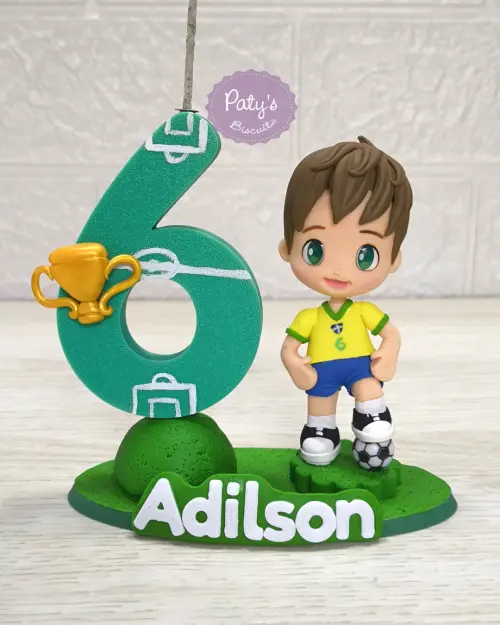 Topinho com Vela Jogador de Futebol