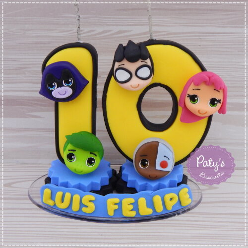 Vela Decorada Jovens Titãs em Ação (rostinhos)