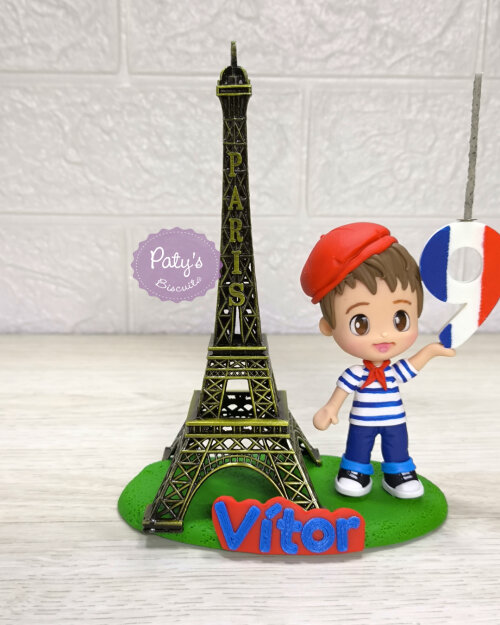 Topinho com Vela Personalizado Paris / Torre Eiffel