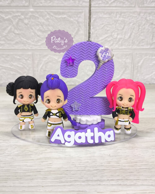 Topinho com Vela Guerreiras do Kpop Golden - Vela lilás