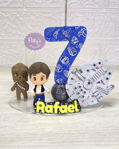 Topinho com Vela Chewbacca, Han Solo e Millennium Falcon - Star Wars
