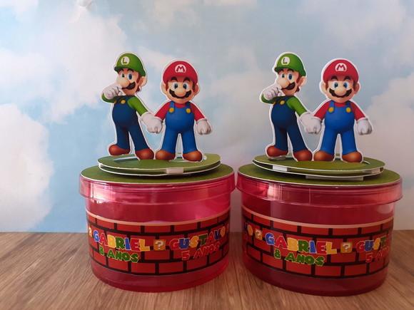 10 Caixas Redonda Acrílica - Mario Bros