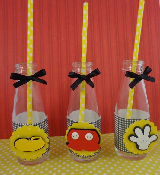 10 Garrafas de Vidro (200ml) Mickey