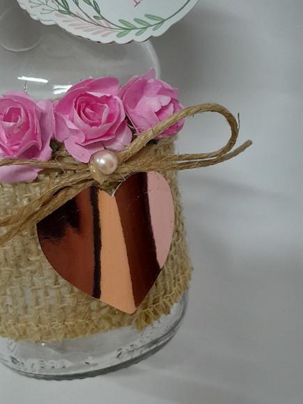 10 Garrafas de Vidro (200ml) Rústica Coração e Flores