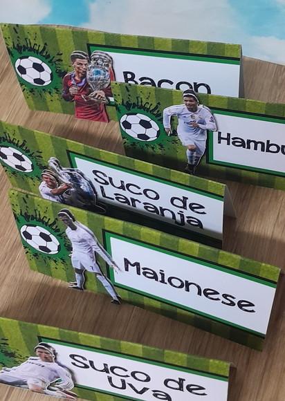10 Plaquinha de Identificação/comida Futebol