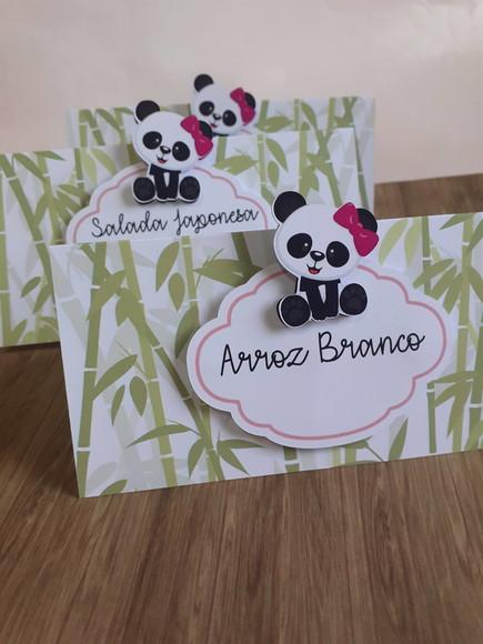 10 Plaquinhas de Identificação/comida Panda