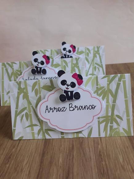 10 Plaquinhas de Identificação/comida Panda