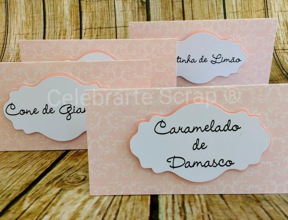10 Plaquinhas de Identificação/comida Rosa