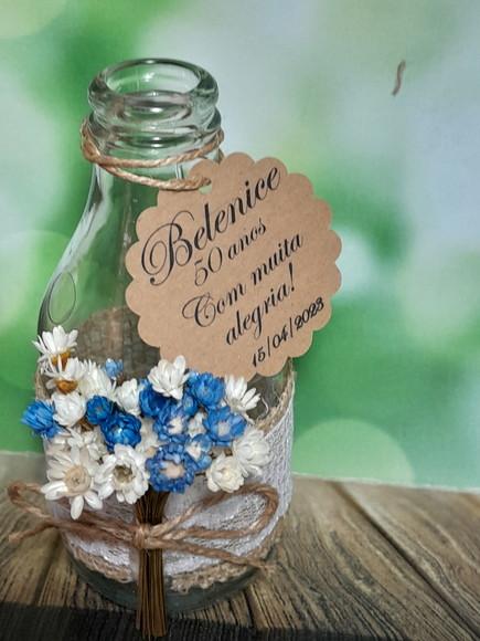 15 Garrafas de Vidro (200ml) Rústica Flores Desidratadas