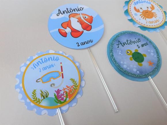 20 Topper para Doces Fundo do Mar