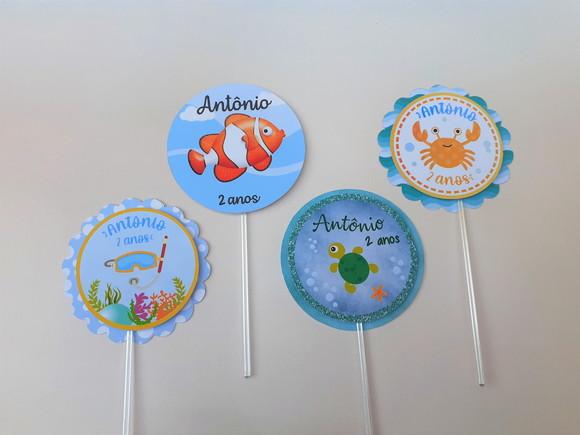 20 Topper para Doces Fundo do Mar