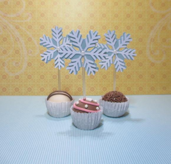 20 Topper para Doces Frozen Flocos de Neve