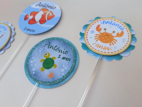 20 Topper para Doces Fundo do Mar