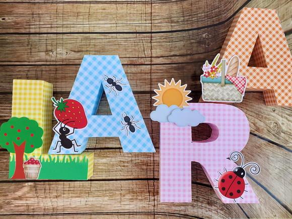 5 Letras Decorativas 3d Piquenique